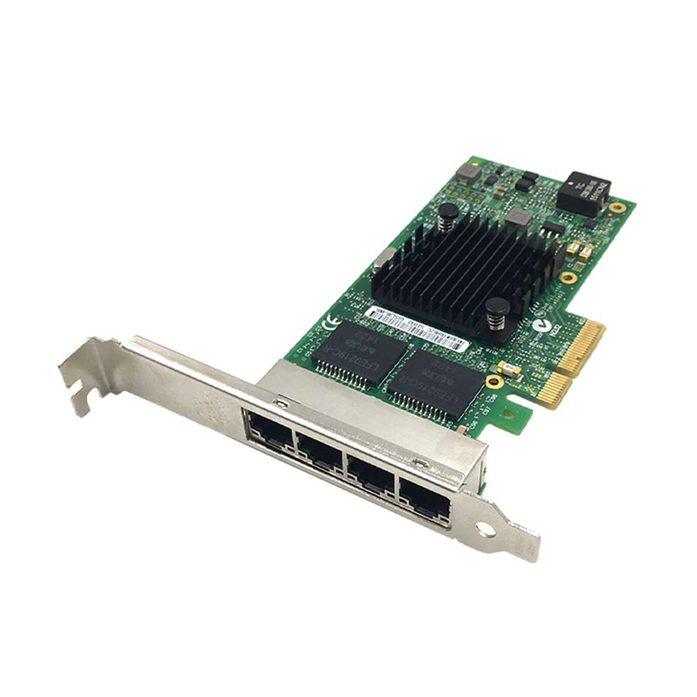Intel I350-T4 | PCIe x4 | 4× RJ45 Gigabit