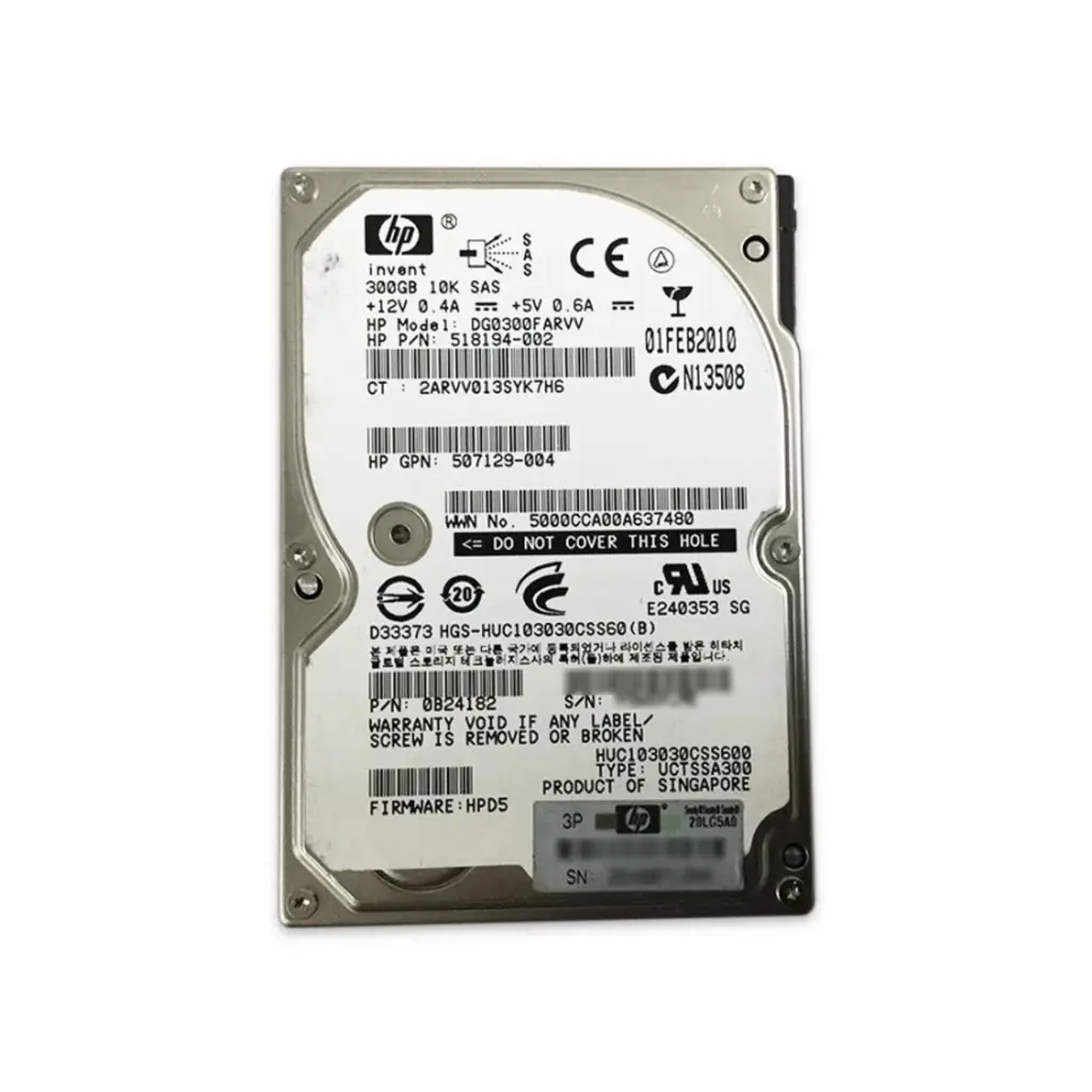 Disque Dur 300 Go SAS 10K 2.5" – HDD Serveur Enterprise 24/7 