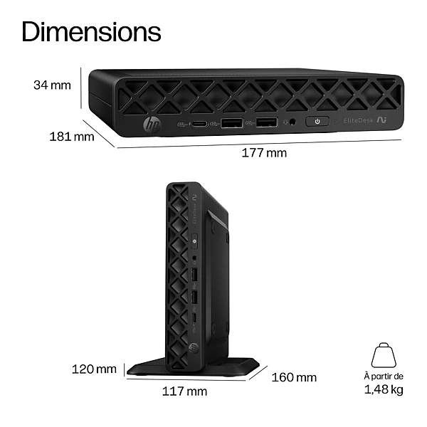 HP ProDesk 4 Mini G1i AI PC | Core Ultra 5 16 Go 256 Go SSD (D8KL3EC#UUZ)